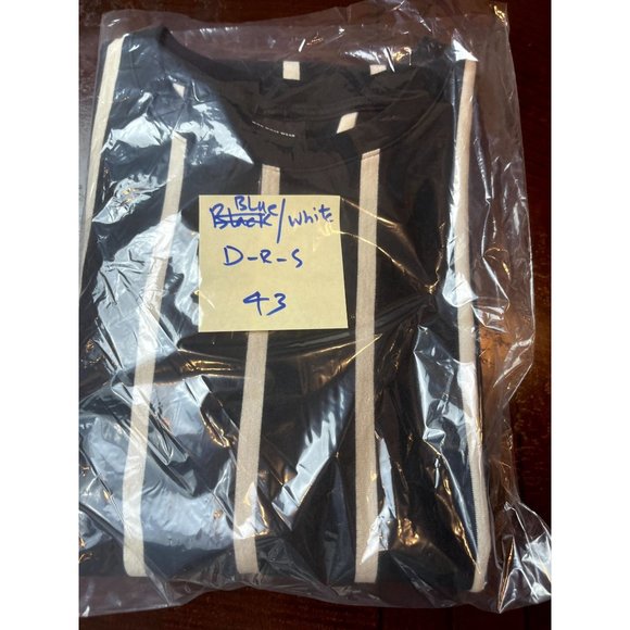 Who What Wear Women Shift Mini Dress Striped 3/4 Sleeve Crew Neck Black White M - Picture 9 of 9